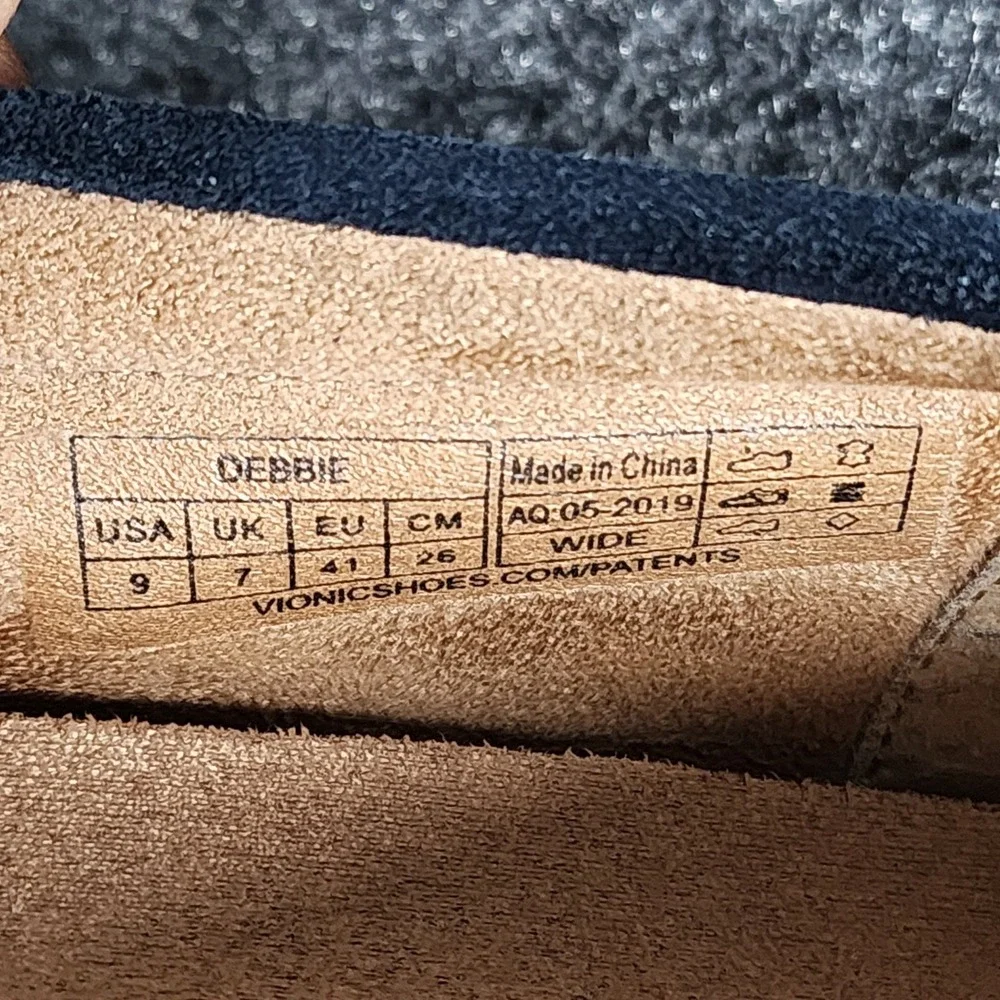 Vionic Debbie Loafers Womens 9 Wide Navy Blue Suede Driving Mocs Orthaheel‎